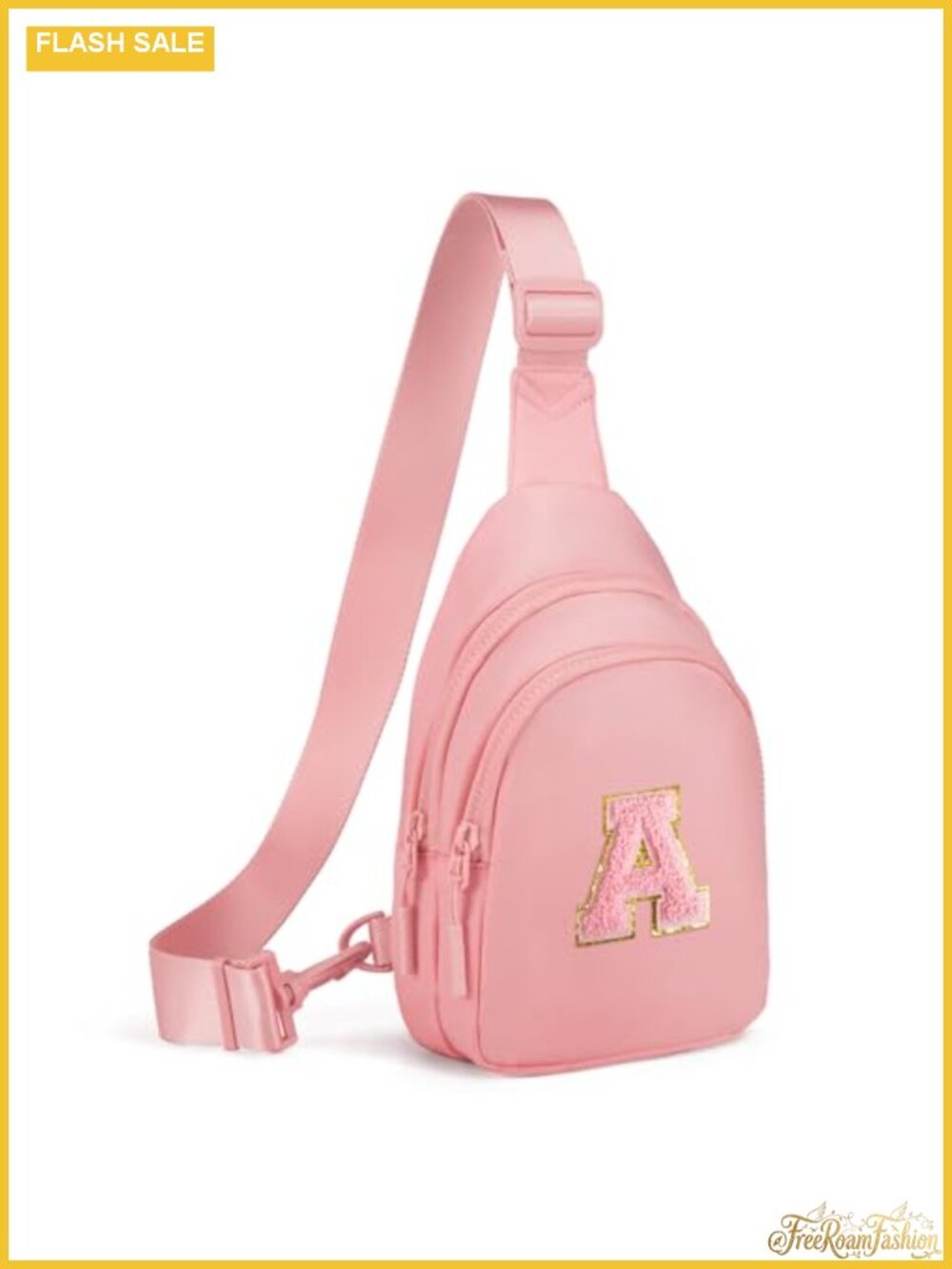 Water-Resistant Nylon Sling Bag Crossbody Fanny Pack with Initial Patch